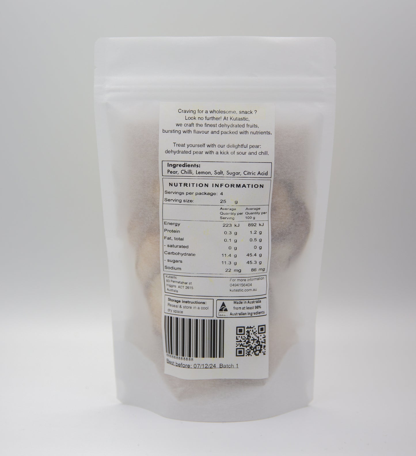 Dehydrated/ dried Pear Chilli Lemon